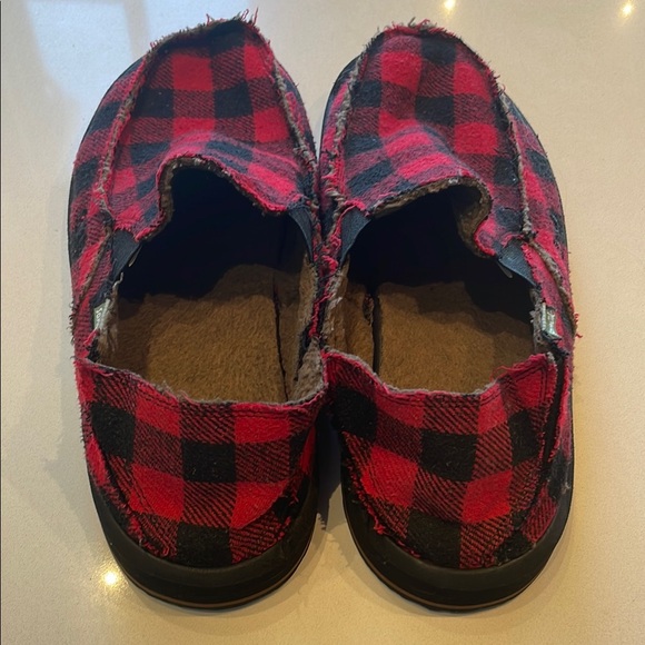 Sanuk Men’s Vagabond Chill Buffalo Check Plaid Loafers Slip-On Slippers, size 12 - Picture 4 of 10
